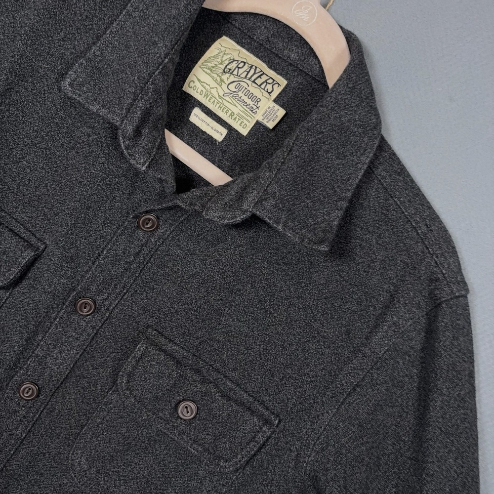 Grayers Heavyweight Shirt Jacket Sz M Heathered Gray Pockets Cold Weather Rated